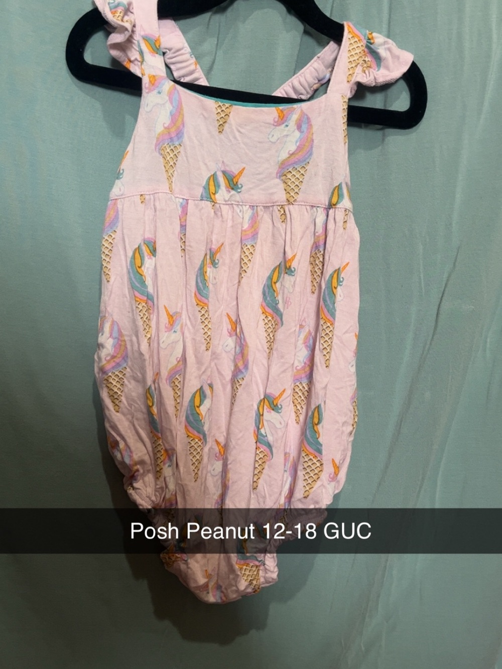 Posh Peanut Pink Unicorn Ice Cream Cone Romper